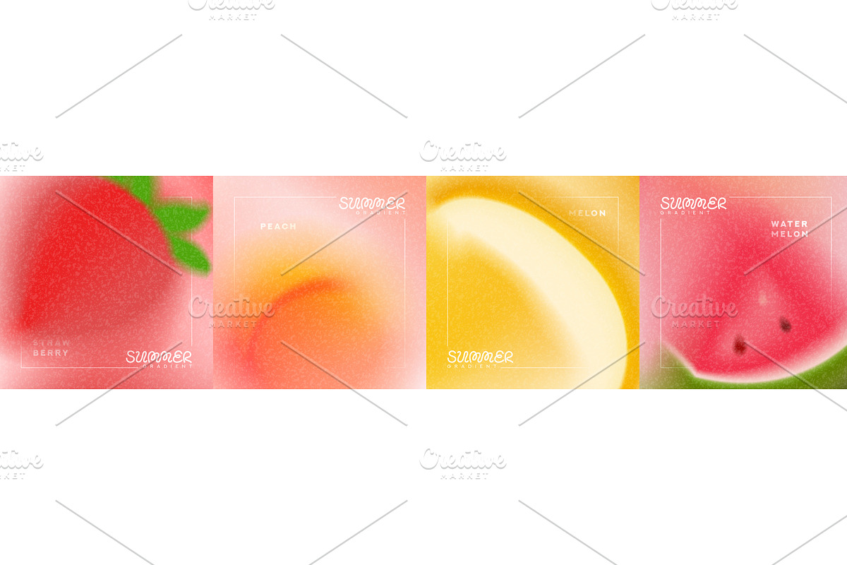 Trendy summer gradient cards, an Illustration by Andrey Yaroslavtsev