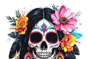 Skull with Native American aesthetic, a Person Illustration by yod67