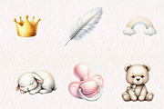 Watercolor Newborn Baby Clipart PNG, a Seasonal Illustration by CreationArt (Thumbnail 3 of 7)