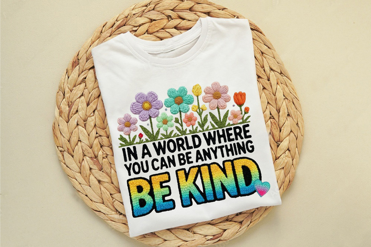 Be Kind Floral Faux Yarn Positive Sh, an Illustration by designcity5 (Photo 5 of 9)