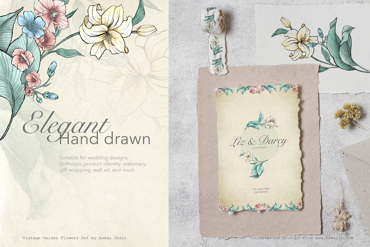 Vintage Garden Flowers, a Decorative Illustration by Evenif (Photo 13 of 22)