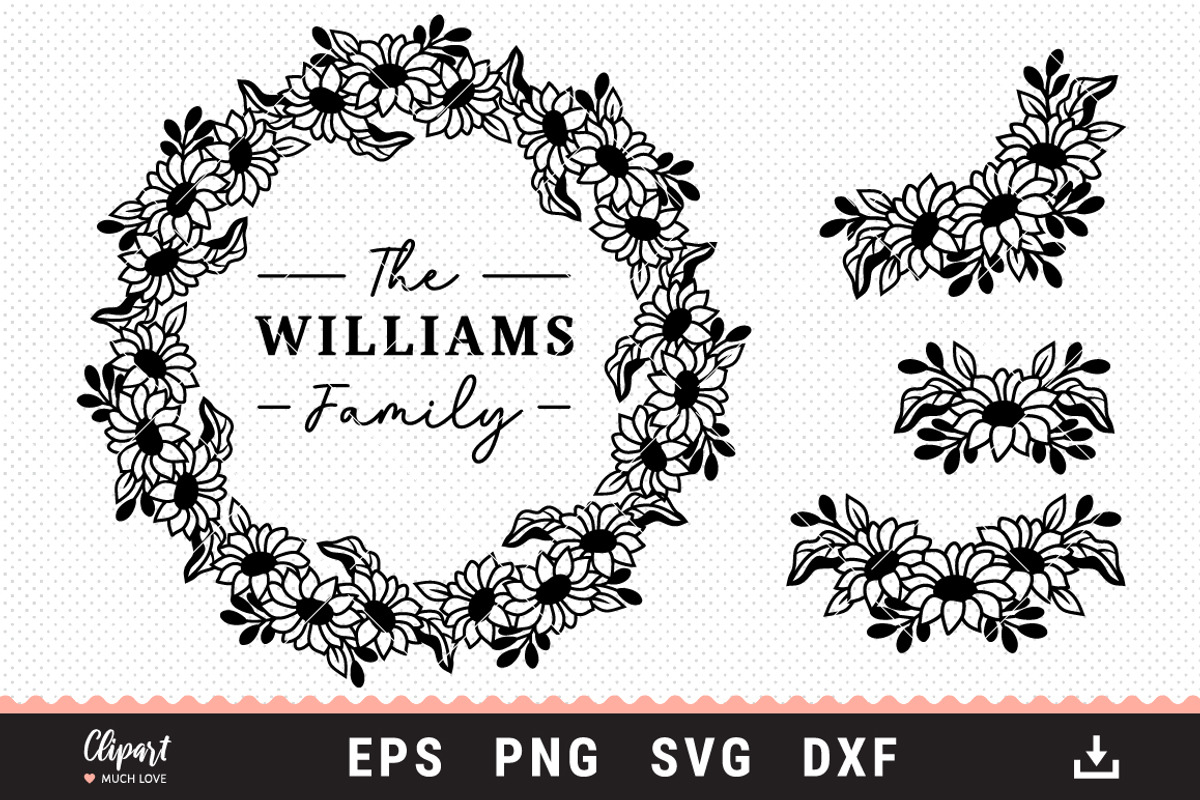 Sunflower wreath border & corner SVG, an Object Graphic by ClipartMuchLove (Photo 1 of 8)