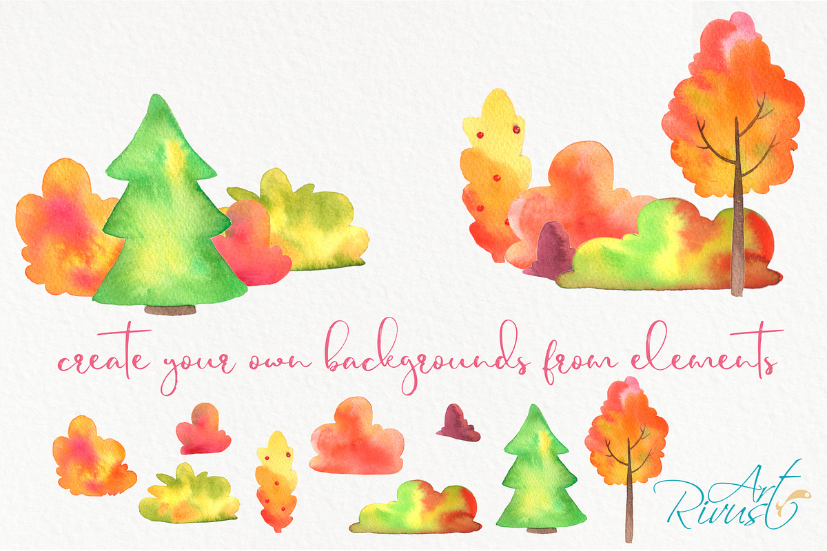Cute Fall watercolor foxes clipart, an Animal Illustration by RivusArt (Photo 6 of 6)