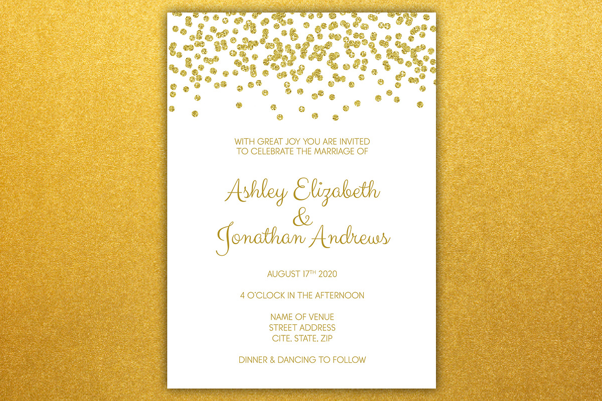 Gold Glitter Wedding Invite Package, a Stationery Template by BF Studios (Photo 2 of 4)