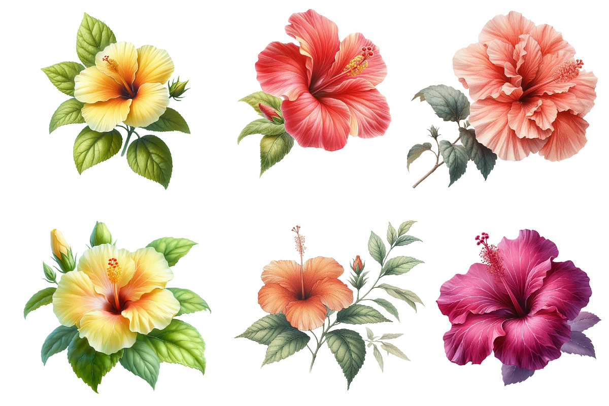 Watercolor Hibiscus Clipart, an Illustration by Designworld (Photo 4 of 5)
