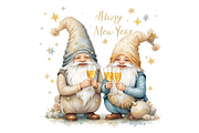 Watercolor New Year Gnomes Clipart, a Seasonal Illustration by Creative design (Thumbnail 6 of 7)