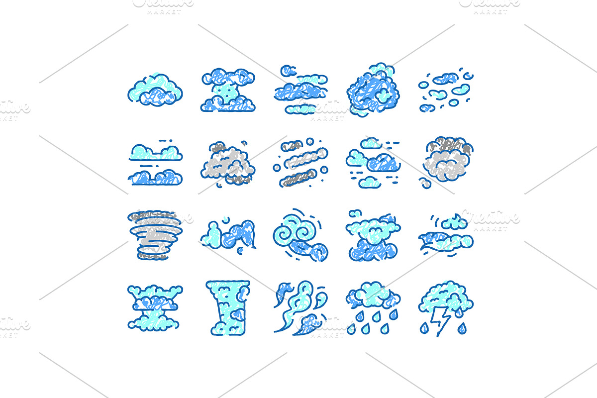Weather forecast icons showing, an Illustration by pikepicture