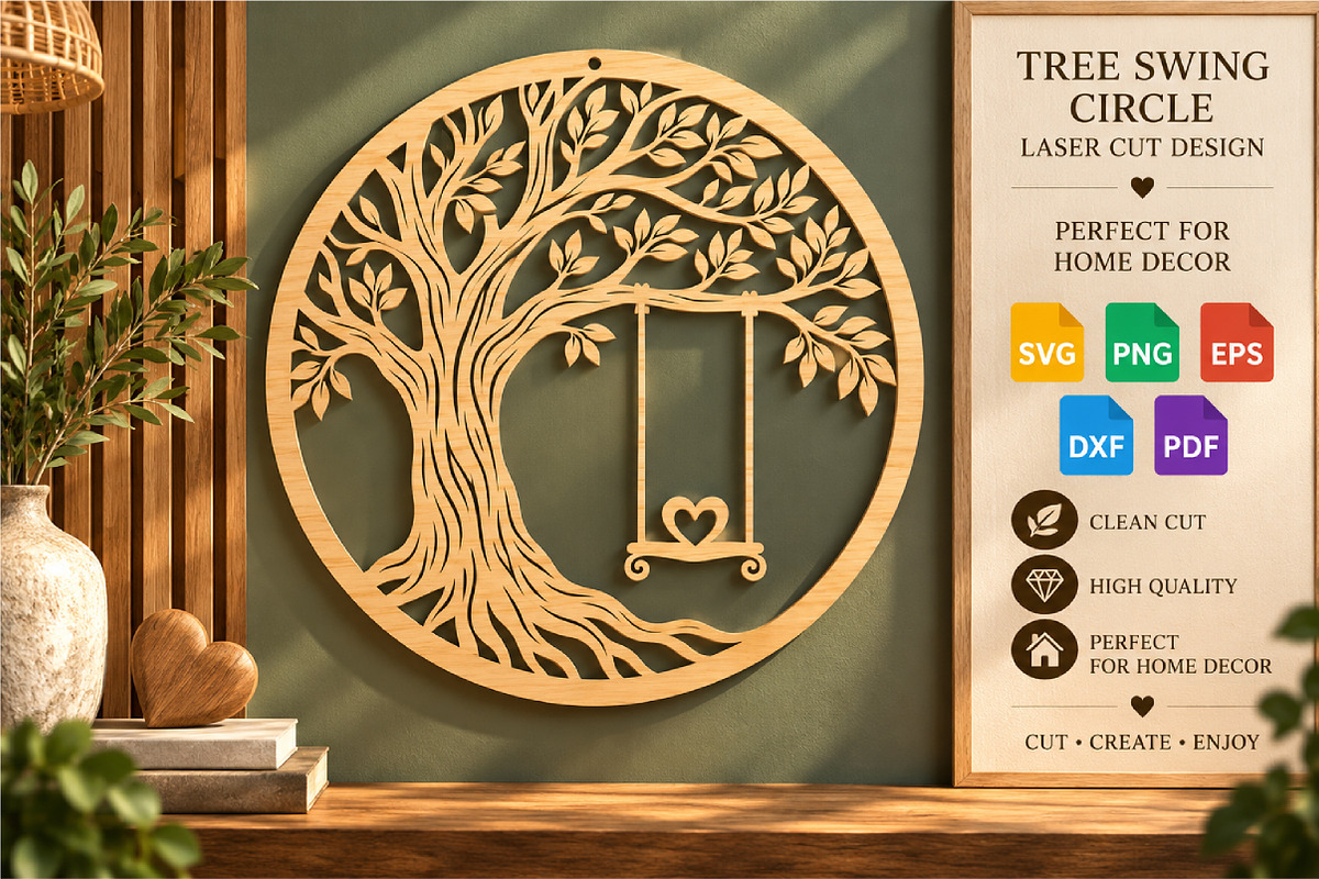 Tree Swing Circle Laser Cut SVG, an Object Graphic by DreamCafeArt (Photo 1 of 3)