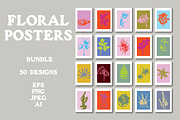 FLORAL POSTERS BUNDLE (50 SVG PNG), a Decorative Illustration by Bonfloret Studio (Thumbnail 1 of 15)