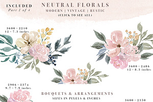 Neutral Watercolor Flower Graphics