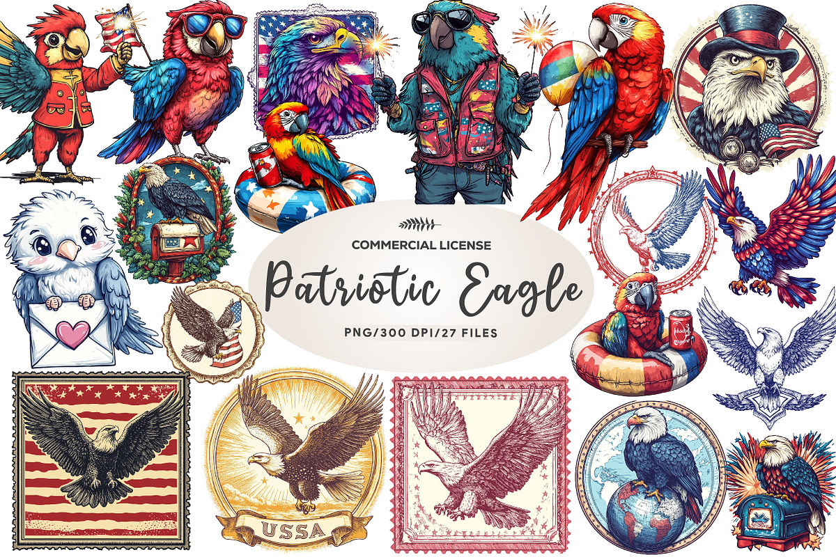 Patriotic Eagle Postage Stamp, an Illustration by CreationArt (Photo 1 of 5)