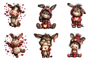 Whimsical Valentine Donkey Clipart, an Illustration by CreationArt (Thumbnail 3 of 6)