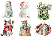 Christmas Cats Holiday Cats, an Illustration by Designworld (Thumbnail 2 of 5)