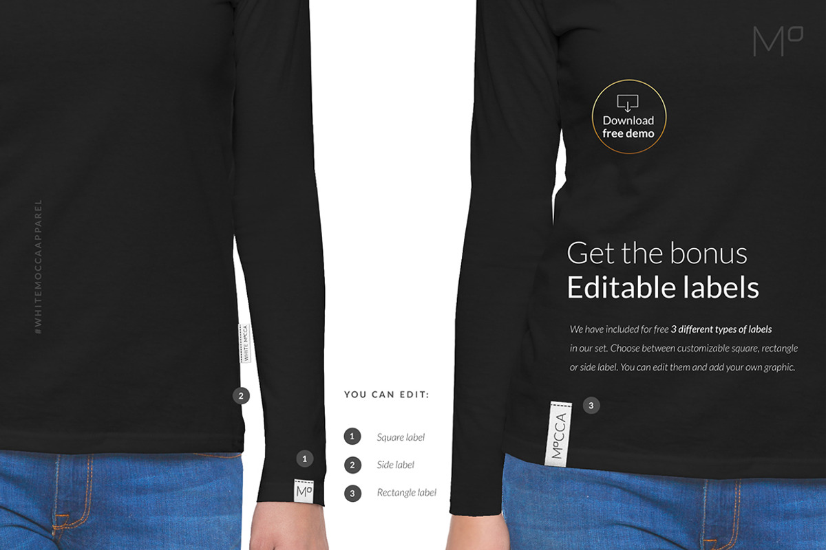 Women Longsleeve Mock-ups Set DEMO, a Books & Magazine Mockup by Apparel_Mockups (Photo 17 of 23)