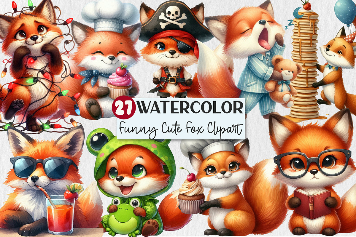 Funny Cute Fox Clipart, an Animal Illustration by Rose Art (Photo 1 of 4)