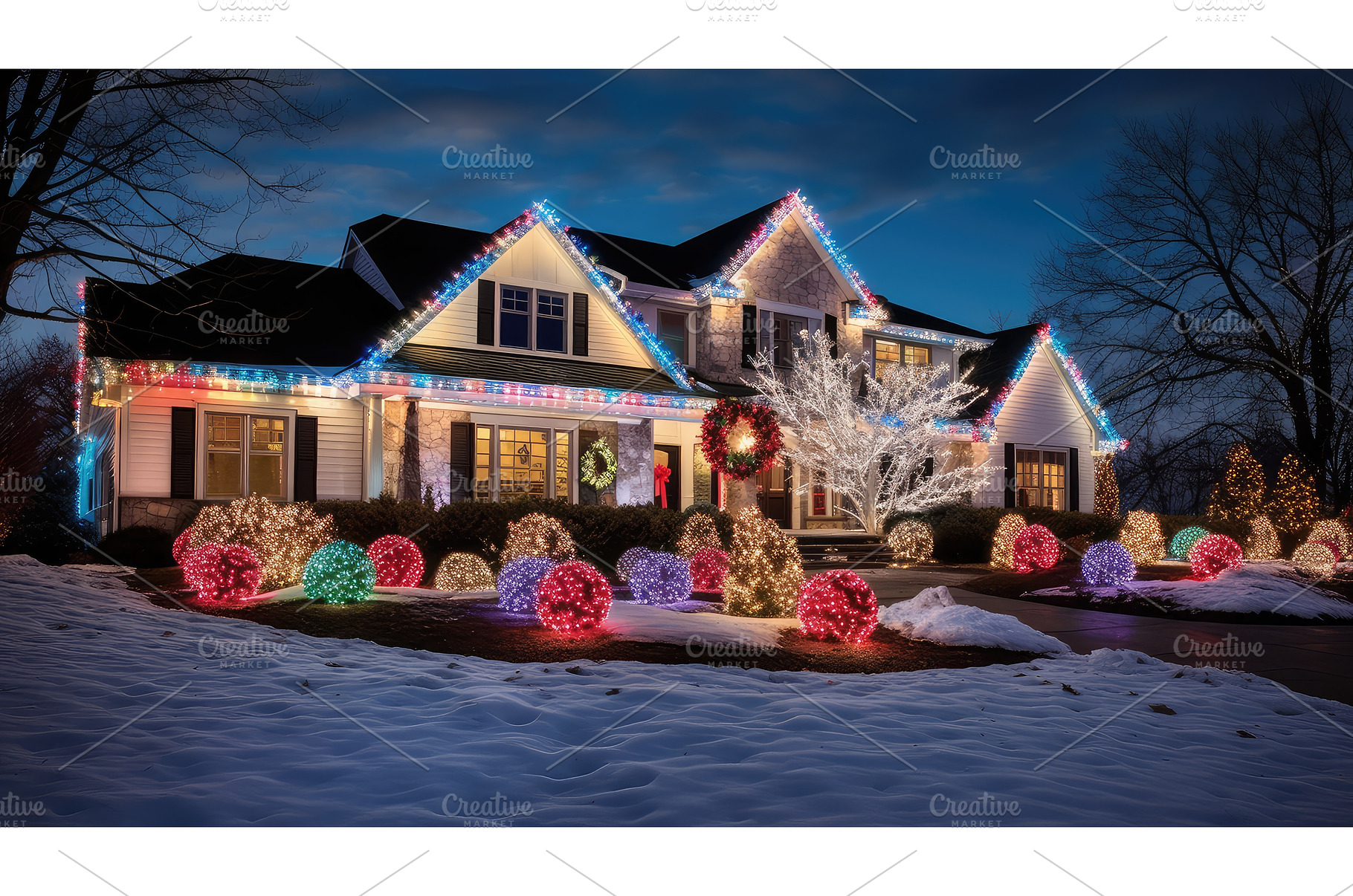 winter holiday lights outdoor ai, a Holiday Photo by pikepicture
