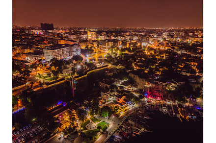 Night top aerial view of the old, an Architecture Photo by Elizaveta Galitskaya