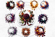 Autumn Harvest Wreaths Clipart, a Seasonal Illustration by ThatsDesignArt (Thumbnail 10 of 10)
