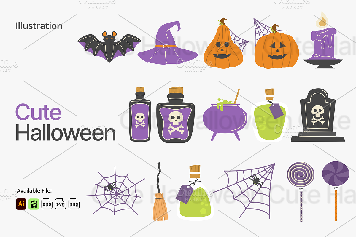 Cute Halloween Illustrations, an Object Graphic by Spesifikstd (Photo 1 of 3)