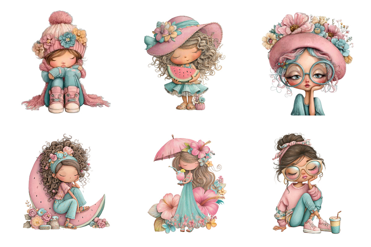 Whimsical Summer Girl Png Clipart, an Illustration by SinaCreation (Photo 3 of 9)