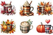 Autumn Plaid Coffee Cup Clipart, an Illustration by DreamArtGraphic (Thumbnail 1 of 4)