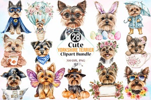 Cute Yorkshire Terrier Clipart PNG, an Illustration by Canvas Craft
