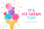 It's Ice Cream Time, a Decorative Illustration by Cute And Wild (Thumbnail 1 of 6)