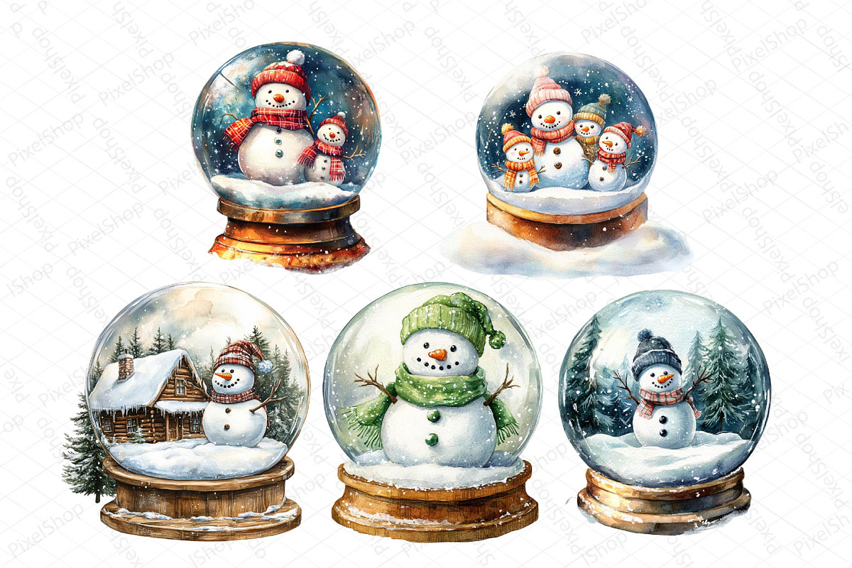 Christmas Snowman Globe Clipart, an Illustration by DreamPrint404 (Photo 6 of 6)