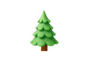 3D cartoon pine tree isolated on, an Object Illustration by ModVector