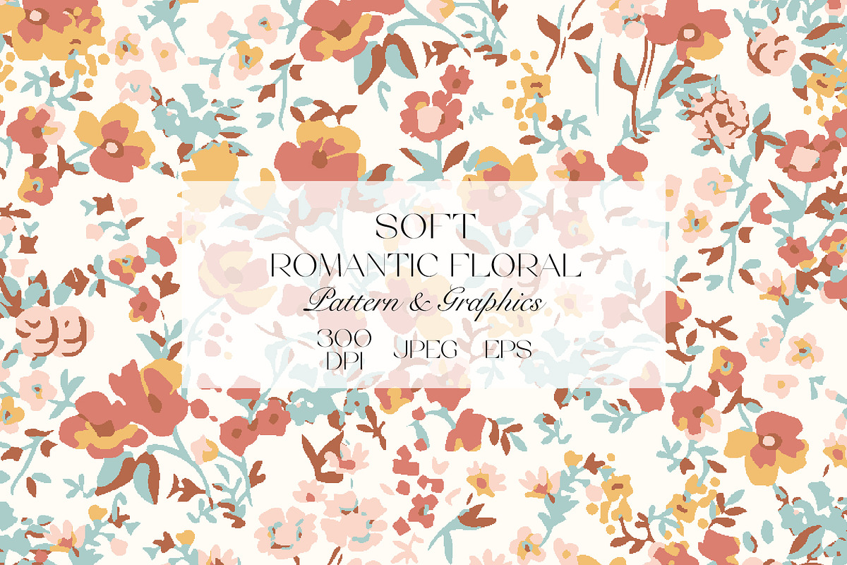 Soft Romantic Flower Pattern, a Pattern Graphic by StudioGlouna (Photo 1 of 6)