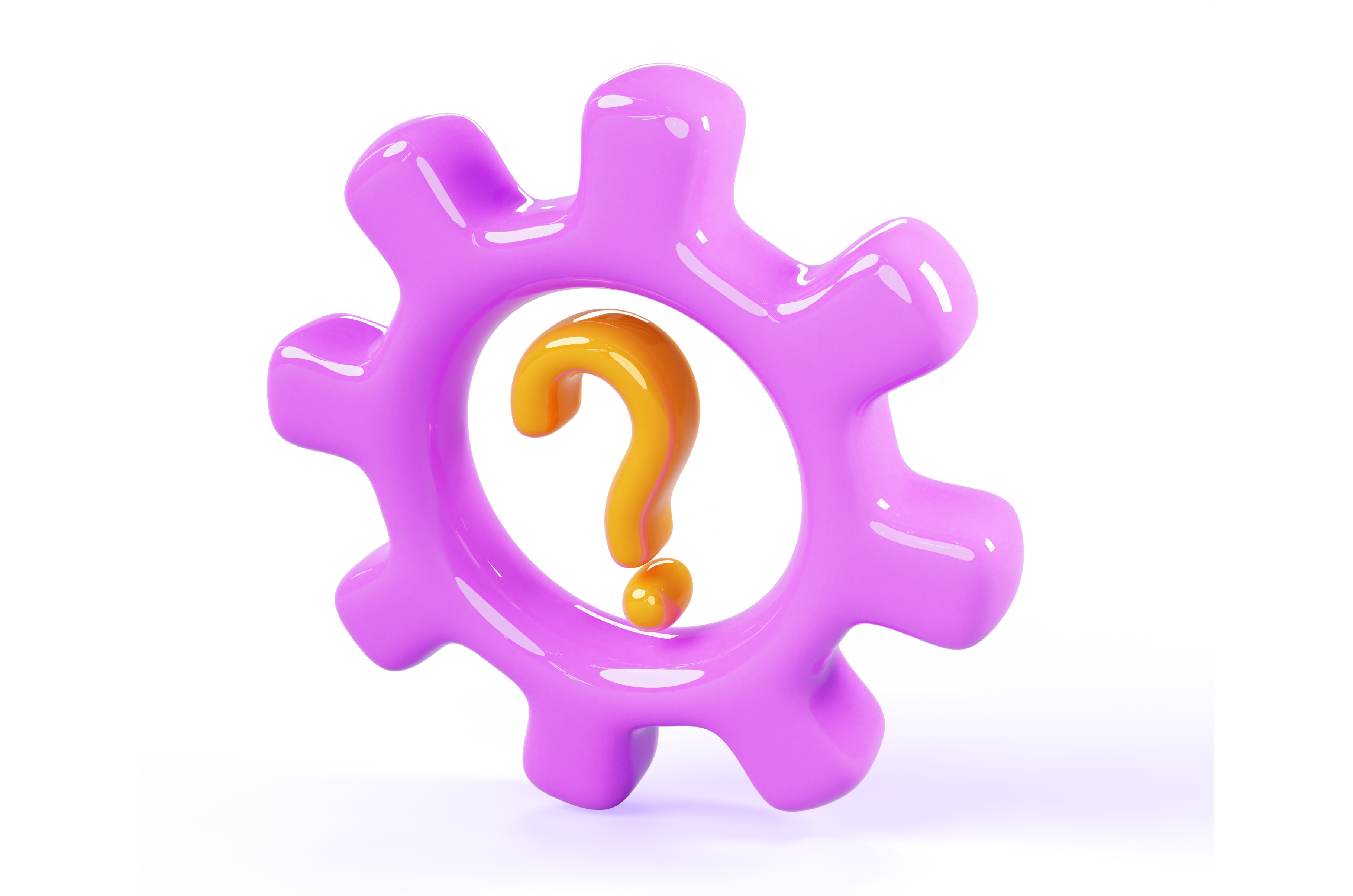 3d gear question mark isolated, an Object 3D Model by Marozhkastudio