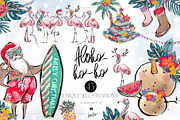 Tropical Santa Christmas PNG Clipart, a Seasonal Illustration by KaramfilaS (Thumbnail 1 of 35)