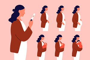 Pregnant woman. Pregnancy stages set, a Person Illustration by Good Studio