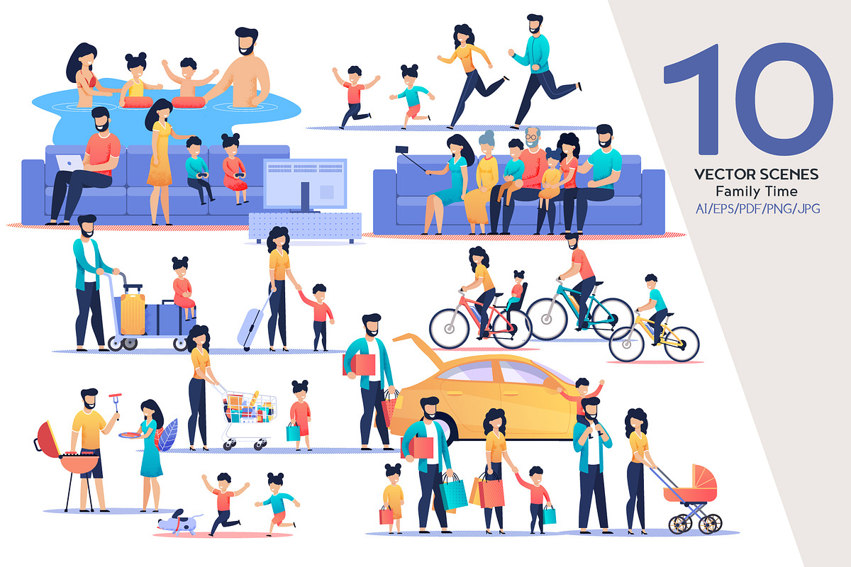 Family Time Vector Scenes, a Person Illustration by PavelVinnik (Photo 1 of 2)