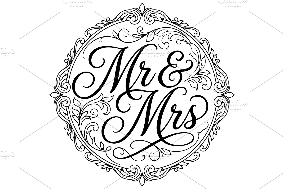 Mr and Mrs Wedding Typography Design, a Decorative Illustration by Ghagra (Photo 2 of 6)