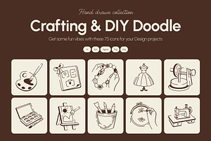 Crafting and DIY Doodle Icon set, an Outline Icon by Vectors Market