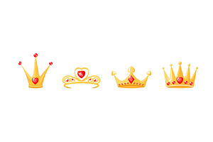 Golden crowns and tiaras with red, an Object Illustration by skripnikbb