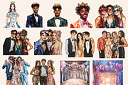 PROM TEENAGE STUDENTS CLIPART, a Person Illustration by Daring Digies (Thumbnail 3 of 10)