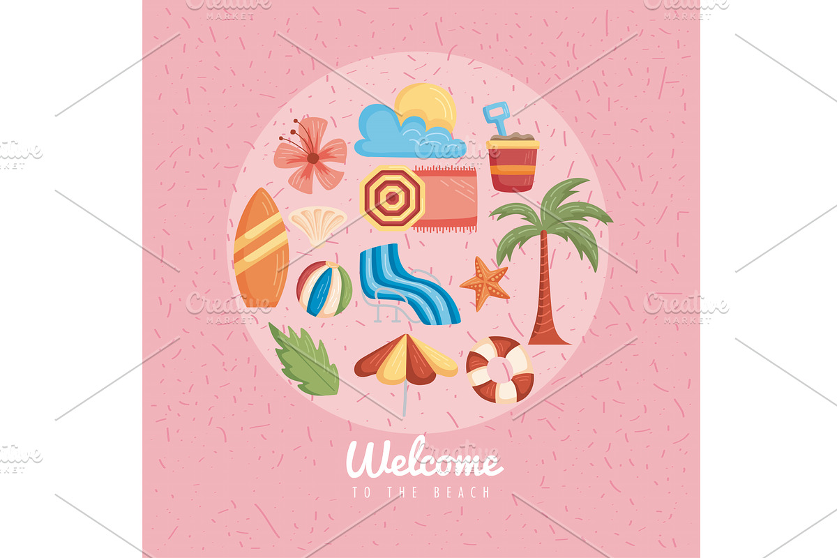 welcome to the beach, an Illustration by studiogstock
