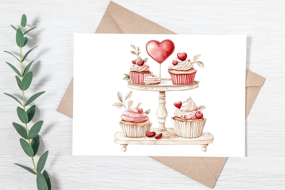 Watercolor Valentine's Day Clipart, an Illustration by Canvas Craft (Photo 6 of 6)