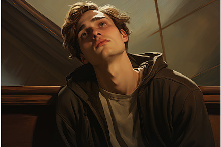 Contemplative young man looking, a Person Illustration by Ylivdesign