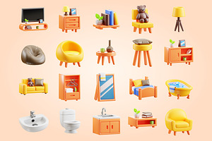 3D Furniture Element Icon Vol 2