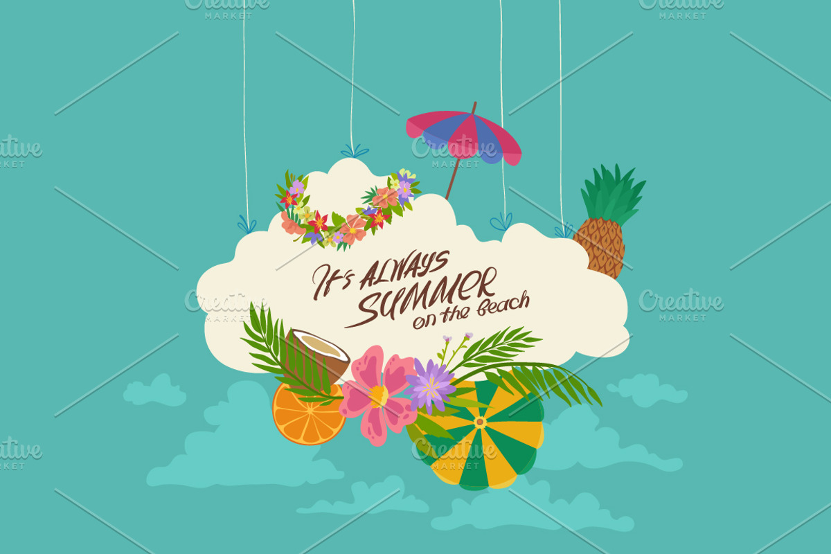Tropical Beach Freehand Drawings, a Decorative Illustration by Adiemus (Photo 3 of 7)
