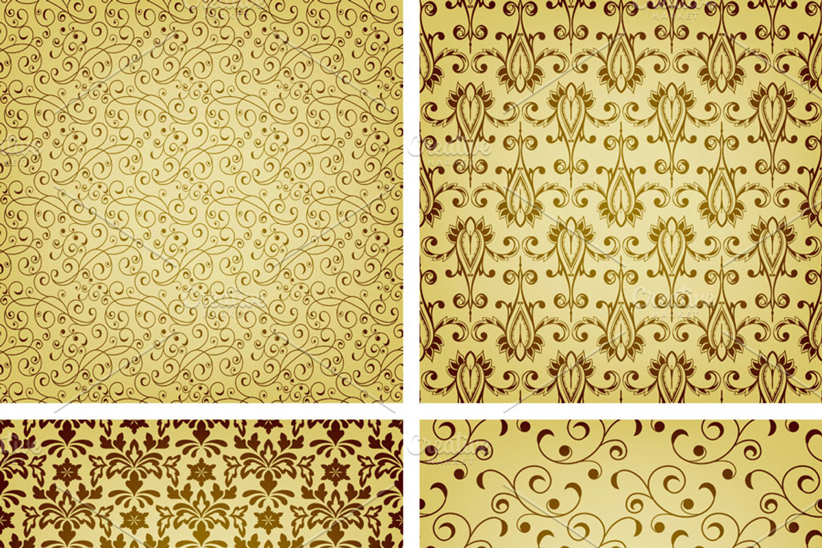 vector seamless golden patterns