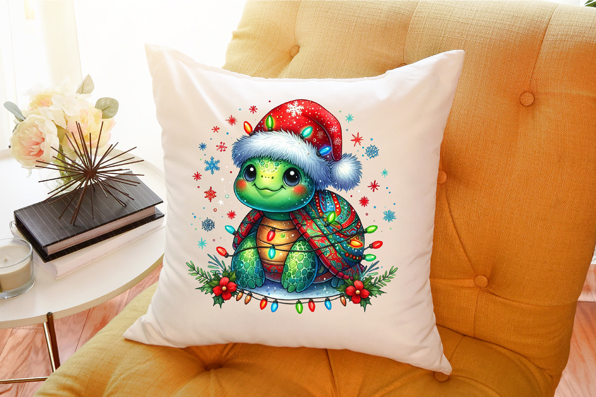 Watercolor Christmas Turtle Clipart, an Illustration by Sublimation Artist (Photo 9 of 9)