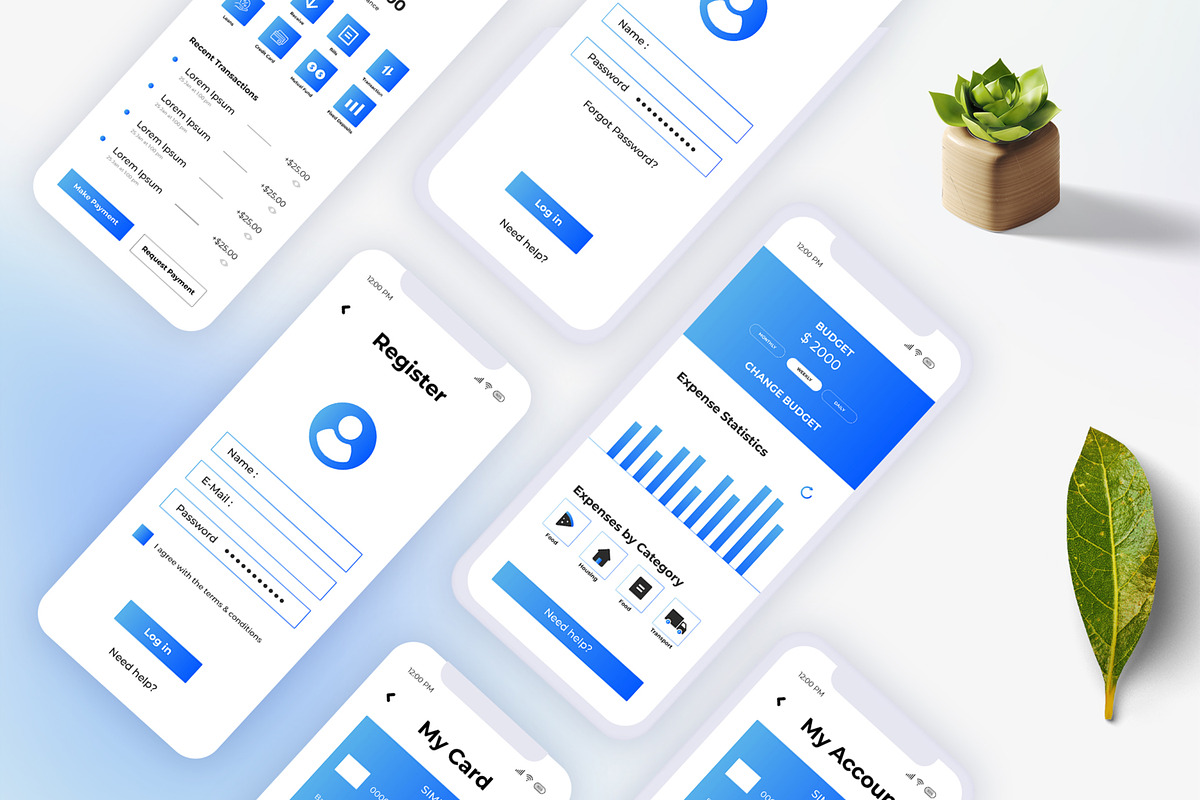 Banking App Interface UI Kit, an UI Kit Template by CreativeShaper (Photo 1 of 3)