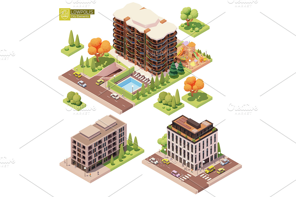 Isometric city map elements, an Object Graphic by tele52 (Photo 23 of 72)