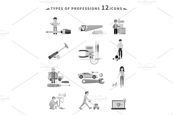 Icons Set Of Tools Series Black