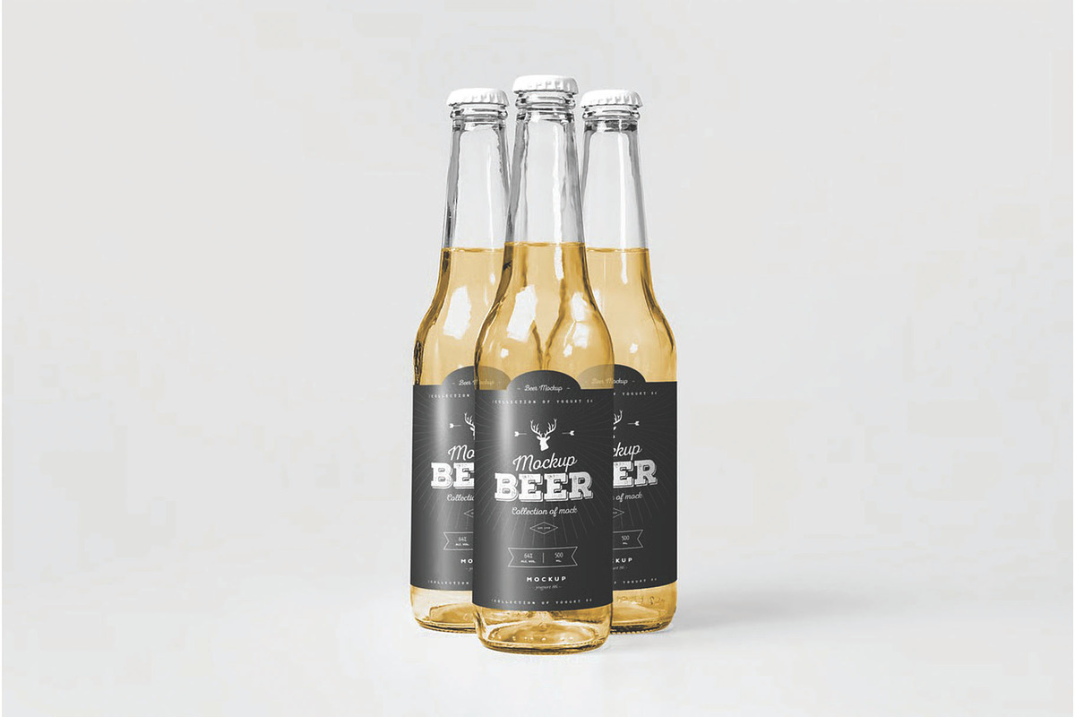 Standing Glass Beer Bottles Mockup, an Advertising Mockup by DesignRushMarket (Photo 2 of 2)