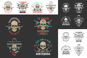 Set of skateboarding emblems